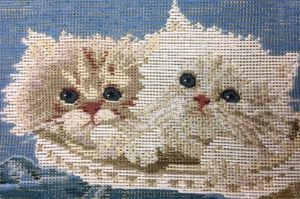 89077 TT Kissen Katzen in blau 18/18 inch 36x36 cm