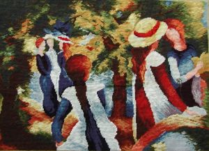 1065 TT Mädchen unter Bäumen von August Macke 64x46 cm