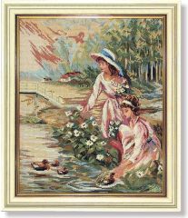 WO 776 TT Zwei Mädchen am Bach 55x47 cm