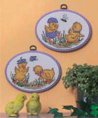 AL 4100 Küken 2er Pack X-Stich-Pack. Aida, Flexirahmen