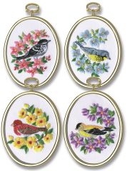 JL 004-0768 Janlynn 4er Set Minibildchen Vögel