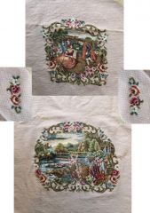 MR 5079 F Sessel fertig gestickt beige